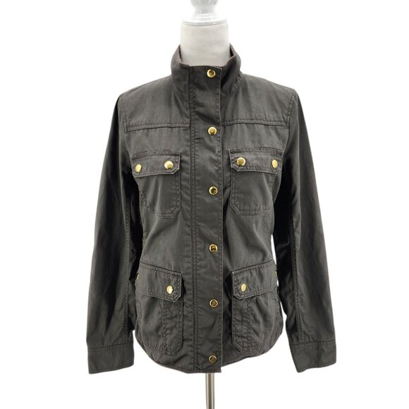 J Crew Factory Womens Small Jacket Relaxed Boyfriend Field Jacket Green Coated - Picture 12 of 12